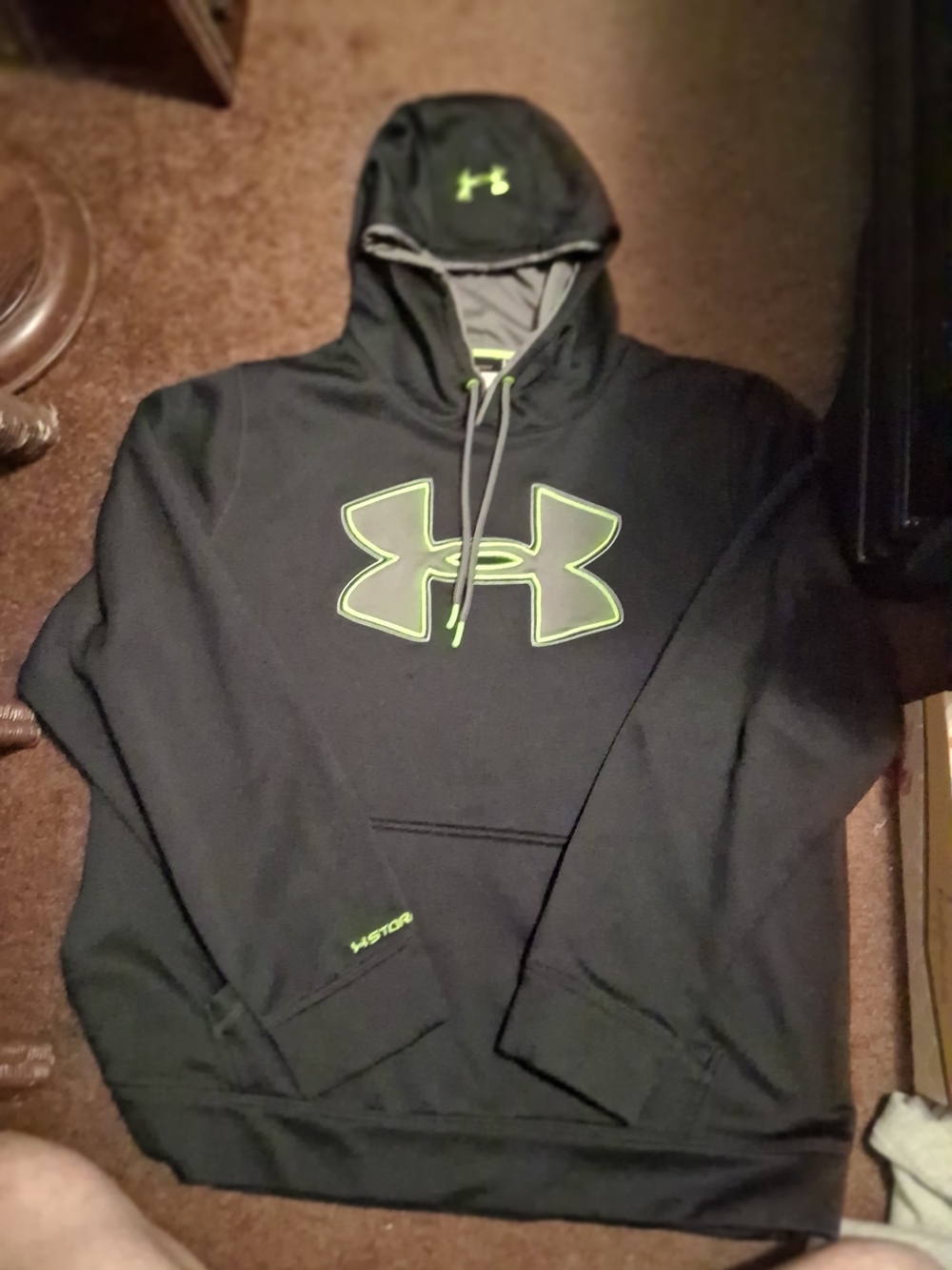 Under Armour Men’s Black Hoodie with Neon Green Logo